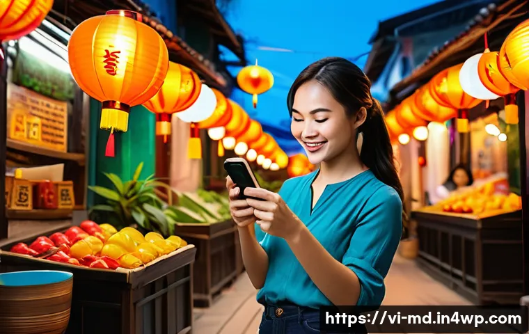 소셜 증명과 개인정보 보호의 필요성 - A vibrant Vietnamese digital marketplace scene showcasing a small local business owner happily engag...