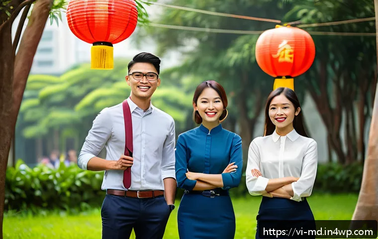 소셜 증명 기반의 인사관리 전략 - A modern Vietnamese office environment showing a diverse team of young professionals engaging in a l...