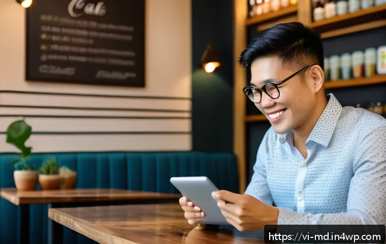 소셜 증명 활용한 효과적인 커뮤니케이션 - A modern Vietnamese small business owner in a cozy, well-lit cafe, engaging warmly with customers wh...