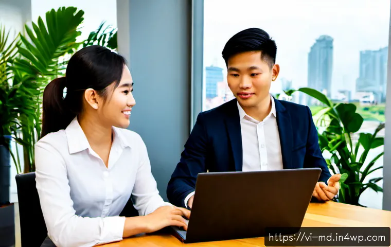 소셜 증명으로 경력 개발하기 - Photorealistic candid scene in a modern Ho Chi Minh City coworking space, a young Vietnamese profess...